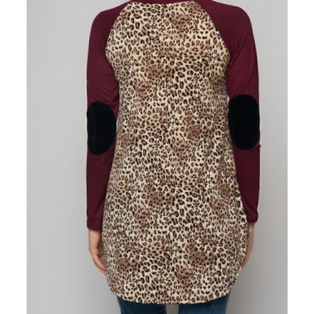 Animal print tunic with elbow patch on long - Picture 5 of 5